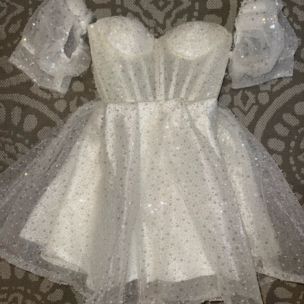Sparkling White Strapless Dress